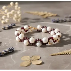 İnci & Granat( Lal) Bileklik