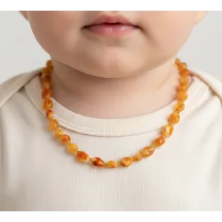 Bebek Kehribar Kolye | Orijinal Baltık Kehribarı – Güvenli Kilitli