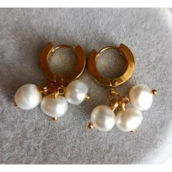 Sallantılı İnci Çelik Küpe 