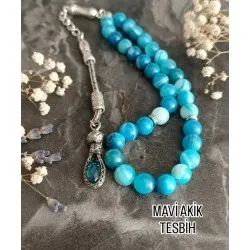 Mavi Akik Taşı 33’lü Tesbih