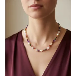 Gerçek İnci & Renkli Doğal Taş Kolye | El Yapımı Zamansız Tasarım