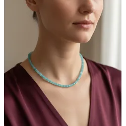 Light Apatit Heishi Doğal Taş Kolye | Minimal El Yapımı Tasarım