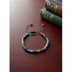 Doğal Taş Makrome Bileklik – Hint Akik, Kaplan Gözü, Lapis Lazuli ve Lav Taşı Minimal Tasarım