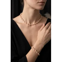 İnci Kolye Bileklik Seti – Somon Tatlı Su İncili Çelik Detaylı Zarif Tasarım