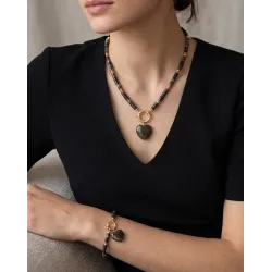 Akik Kolye Bileklik Seti – Rondela Kesim Hint Akik Yosunlu Akik Kalp Uçlu Gold Tasarım