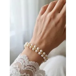 İnci Bileklik – Doğal Tatlı Su İncili Çelik Dorika Detaylı Minimal Örgü Bileklik