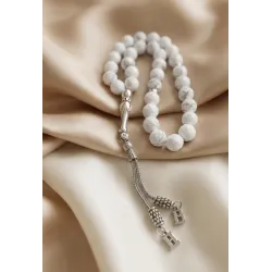 Kişiye Özel Havlit Tesbih 33’lü Faset Kesim – Gold İmameli 2 Harf İsimli Püskül, Büyük Boy Doğal Taş Tesbih