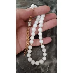 Aytaşı Tesbih 33'lü Faset Kesim Gold Püsküllü | Doğal Aytaşı İmameli El Yapımı Tesbih