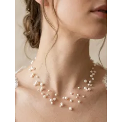 İnci Kolye – 4 Katmanli Hayalet Tasarım Doğal İnci Gelin Kolyesi