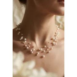 İnci Kolye – 4 Katmanli Hayalet Tasarım Doğal İnci Gelin Kolyesi