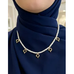İnci Kolye – 3 mm Doğal İnci 5 Fermuar Kilitli Minimal Tasarım